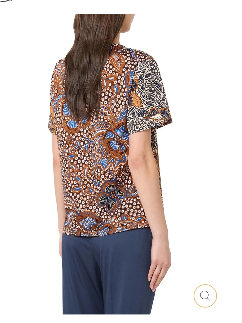 Weekend Max Mara Wkdbussola Graphic Tee size Medium brown blue - Picture 4 of 13